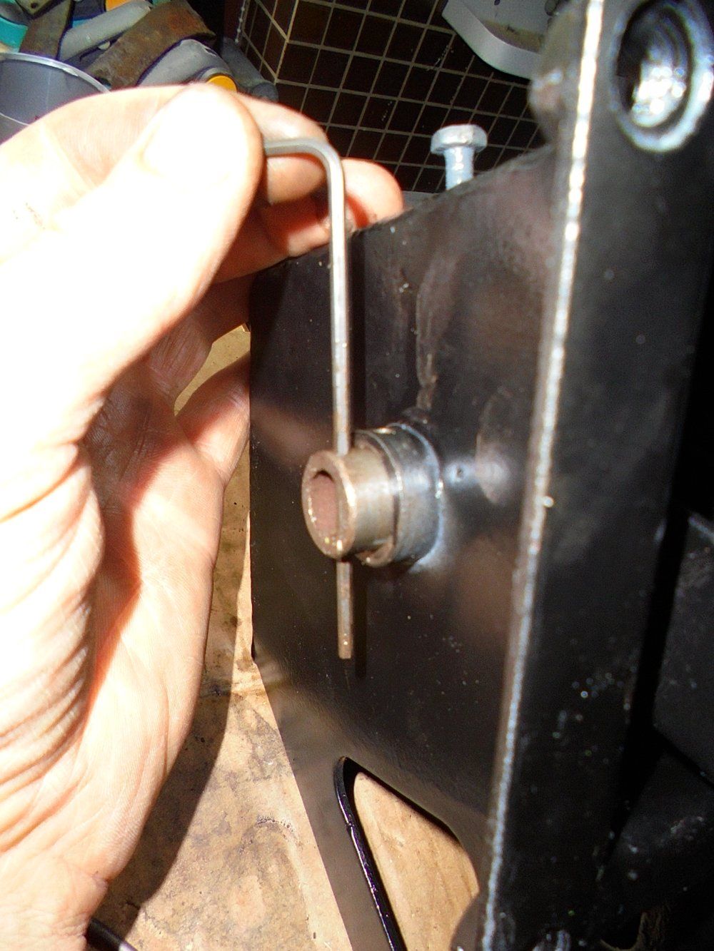 1965 series 2a station wagon aligning pedal spigot on pedal box.JPG