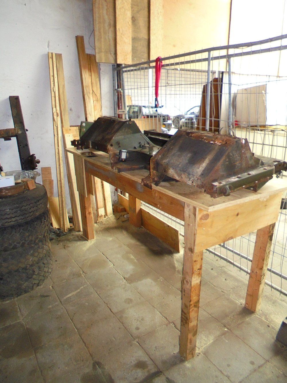 1965 series 2a station wagon bulkhead got its own work table today.JPG