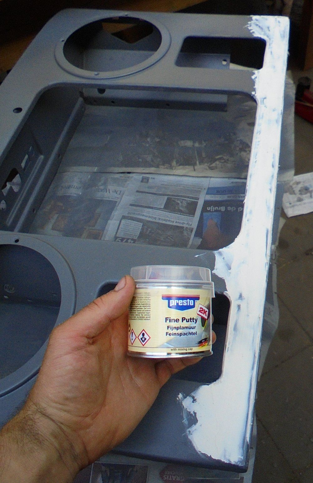 1965 series 2a station wagon front radiator panel paint prep1.JPG