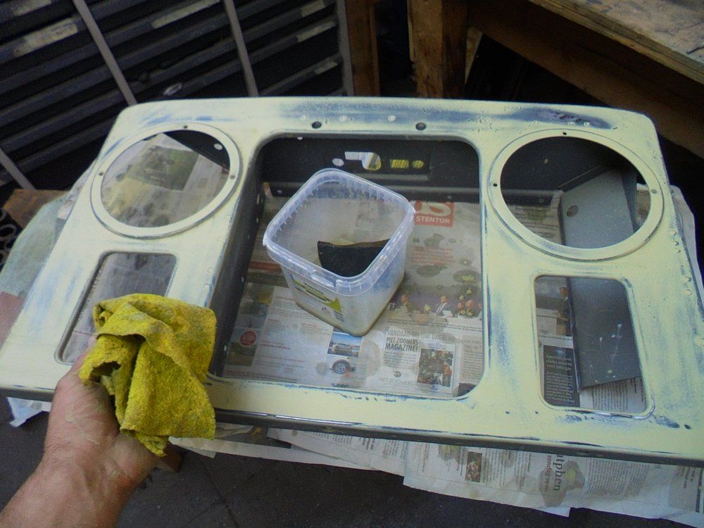 1965 series 2a station wagon front radiator panel paint prep9.JPG